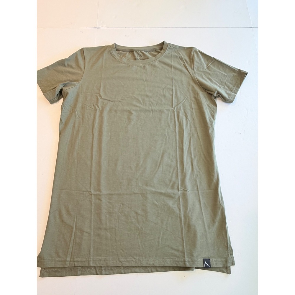 Rokwolf Mens Pima Cotton Modal‎ Stretch T-Shirt Olive Green Longline Large